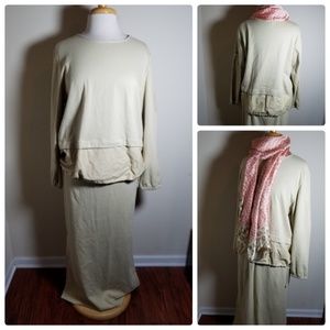 C&E Lifestyle Cream Sweater Skirt Set & Scarf